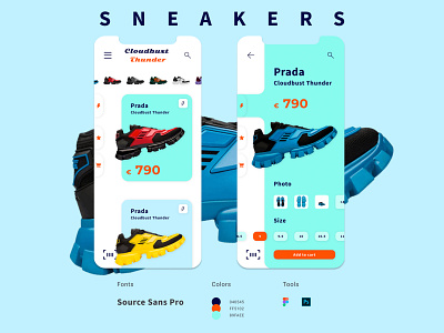 Prada Sneakers app design web кросовок