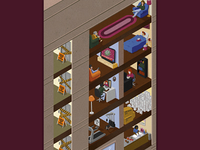 Condo Living during Coronavirus cover illustration covid19 editorial illustration illustration real estate