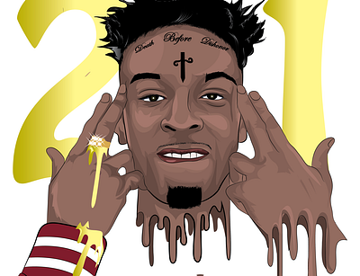 Cartoon art of 21 savage design icon illustration vector