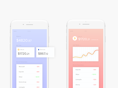 Crypto Wallet - Concept app cards crypto expenses gradients graph minimal wallet