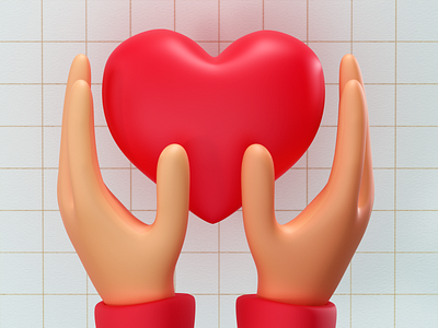 Love Icon 3d 3d art 3d artist 3d modeling 3dcharacter art branding cinema4d design hand heart icon illustration love modeling modelling redshift render ui web