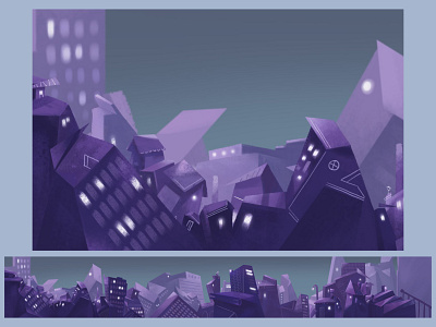 Purple City animation 2d background city concept art environment design illustration
