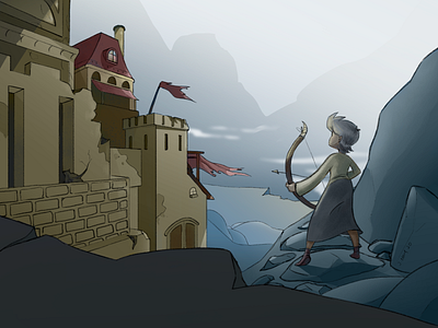 Archer archer bow castle concept art environment design fantasy illustration