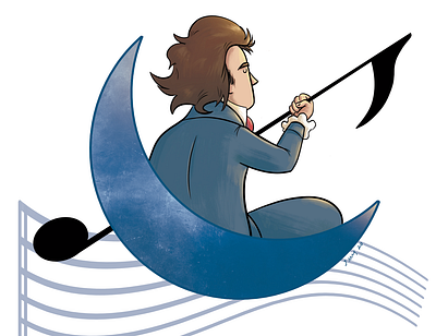 Beethoven beethoven caricature character digital color moon music musician song