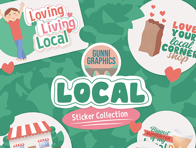 GG Local Sticker Digital Download branding cartoon design download flat icon illustration local logo sticker sticker design sticker download stickers typography vector vector download
