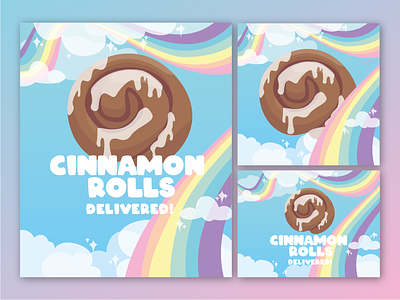 Cinnamon Rolls bakery branding cartoon cinnamon roll design flat food illustration logo vector