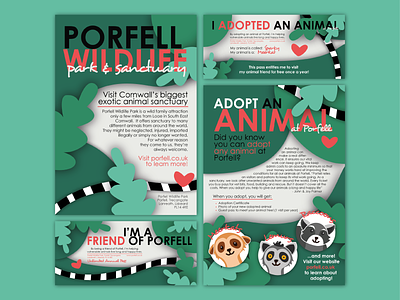 Porfell Wildlife Park animal branding cards cartoon design flat illustration modern poster typography vector wildlife zoo
