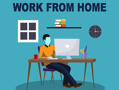 WFH - Work From Home art design illustration vector