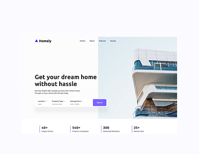 Homely | Real Estate Hero Page app design real estate ui uiux design web