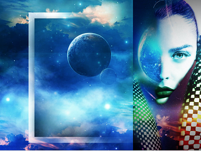 Galaxy Girl color creative design galaxy geometric illustrator photo photo manipulation photomanipulation photoshop portrait portrait art portrait illustration