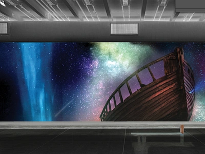 Dream Ship adobe photoshop color colour creative design dream dreams dreamscape dreamy galaxy geometric illustrator photo photo manipulation photography photoshop poster rainbow universe