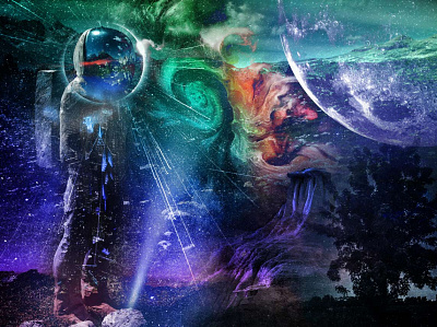 Astronaut color colour creative design galaxy illustration illustrator photo editing photo manipulation photoshop universe