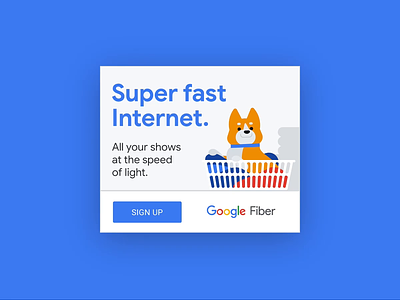 Google Fiber advertising animation banner ad character doggy fiber flat google google fiber illustration isp social media vector