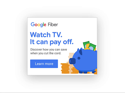 Google Fiber advertising animation banner banner ad fiber flat google fiber greensock html5 illustation internet isp money piggybank vector