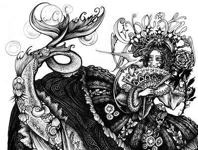 Mermaid book illustration illustration ink