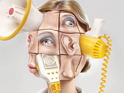 Puzzled | Prints for Higher School of Communications cgi communications creative face man puzzled school twisted woman