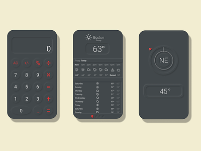 General Applications Design app calculator clean compass design minimal neumorphic simple ui ux weather