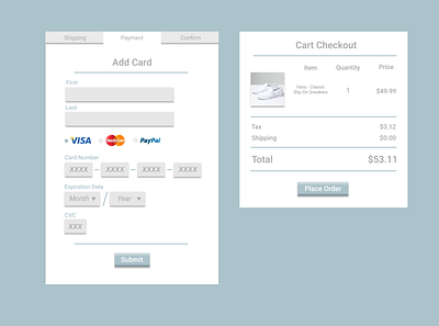 Cart Checkout Design app cart checkout clean credit card dailyui design easy form minimal order price process shipping shoes shopping simple ui ux vans