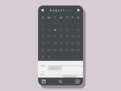 Calendar UI Design app calendar clean dark day light minimal month notification numbers routine schedule simple time ui ux year