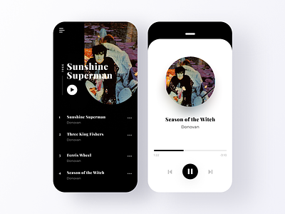 ✨Daily Design ✨ 009 Music Player 100daysofui app black and white challenge clean colours daily design donovan layout listing minimal mobile mobile app music music player rounded simple trendy ui