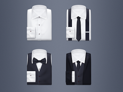 Suits bow tie button coat icon shirt suit tie vest