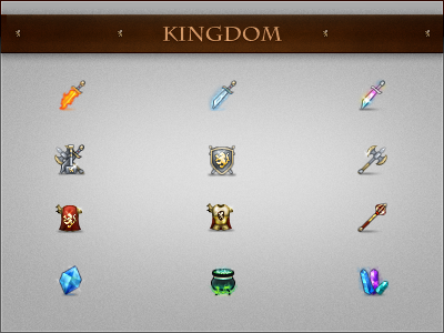 Kingdom 2 armor axe cape cauldron crystal icons kingdom pixel scepter sword