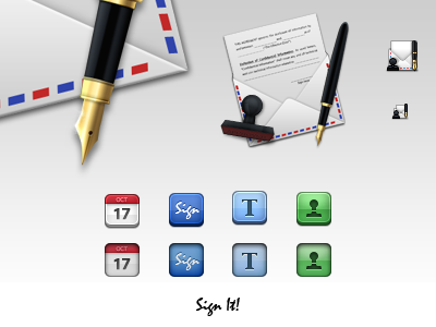 Sign It Application Icons document icon mail pen stamp