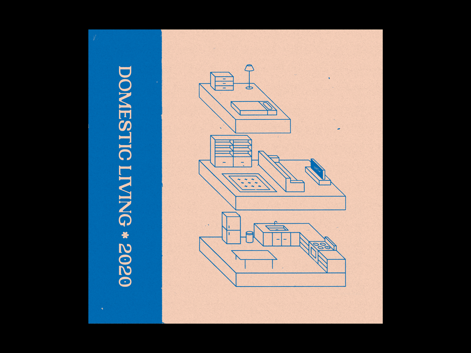 Domestic Living 2020 2020 album art album cover apartment covid covid19 grid grunge home house illustration illustrator isometric layout lineart minimal negativespace quarantine simple typography