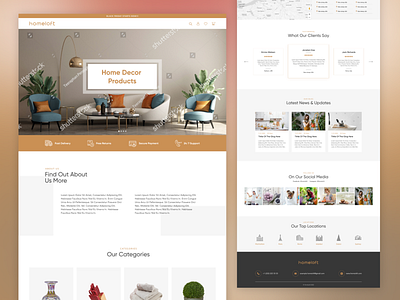 Online shop clean home decor landing page online shop web design white space