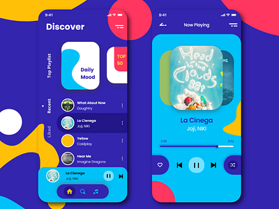 Mobile App - Music App Design app blue branding clean design illustration ios minimal minimalism mobile mobileapp music musicapp musicplayer typography uiux ux web