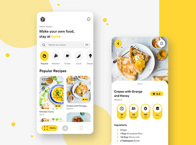 Mobile App - Food Recipe Application clean cooking cooking app delicious design eat food food app illustration minimal mobile mobile app mobileapp recipe recipe app ui uiux ux