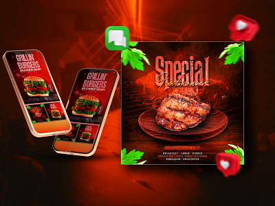 Food Menu Social Media Post / Design Burger social media Banner instagramstory