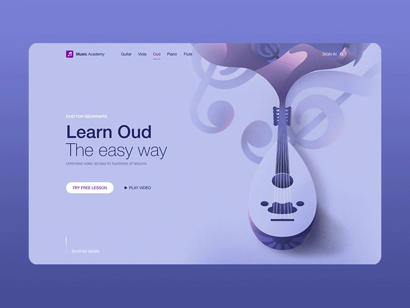 Music Academy Liquid UI academy adobexd animation arabic auto animate gif motion oud responsive responsive web design responsive website transition ui web ui ux website design