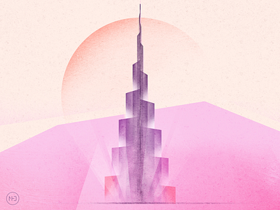 Burj Khalifa abstract abu dhabi burj khalifa drawing dubai grain grain texture illustration ipad ipadpro procreate tower uae