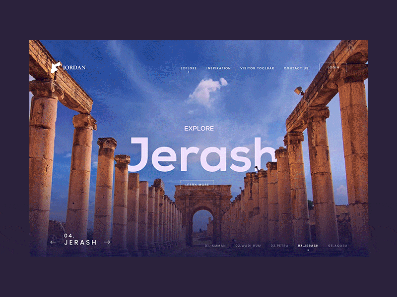 Visit Jordan - Jerash amman ancient animation explore jordan landing page parallax parallax scrolling parallax website rome tourism travel web design