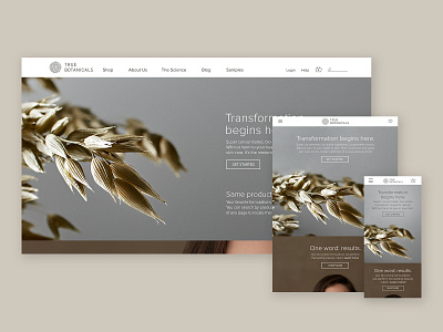 True Botanicals Home Page Responsive Website