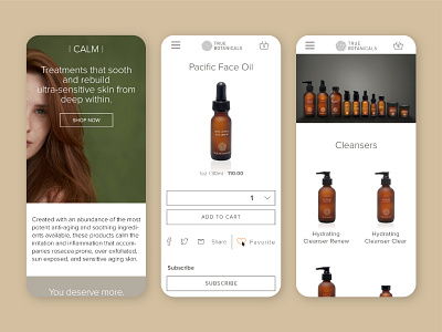 True Botanicals Mobile Website Screens