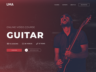 Online guitar school figma music online school photoshop study ui uiux web design website