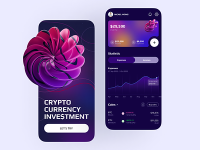 Cryptocurrency exchange app 3d concept crypto currency figma interface investment mobile app ui web app web app design
