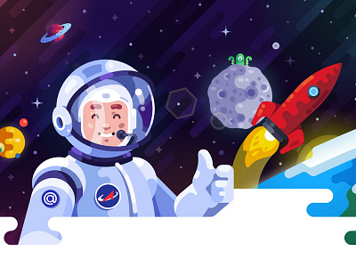 Cosmonautics Day 2018 character cosmos gagarin illustration space