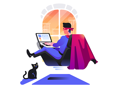 Atom Browser Illustration: Secure Browsing cat float illustration man secure security