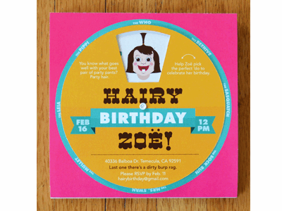 (Gif) Hairy Birthday Zoë - Spin Wheel birthday buttons craft hairy illustration infographic paper sasquatch spin wheel