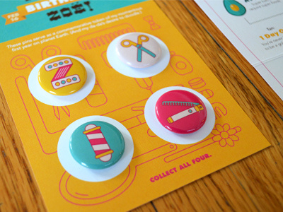 Hairy Birthday Zoë - Buttons birthday buttons craft hairy illustration infographic paper sasquatch