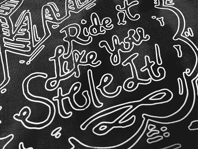 Ride it backpack bike hand lettering pedal pub typography