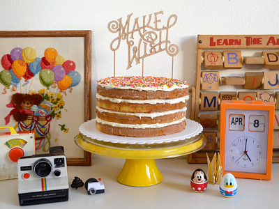 Make A Wish - Final cake cut hand lettering laser topper typography wood