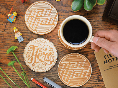 Engraved Wooden Coasters coasters cut dad hand lettering hero laser rad typography wooden
