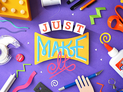 Just "Make" It craft cut fold glue hand lettering kwik krafts paper papercraft typography
