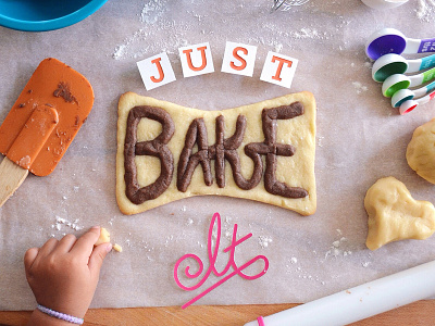 Just "Bake" It baking cookie craft cut fold food glue hand lettering kwik krafts paper papercraft typography