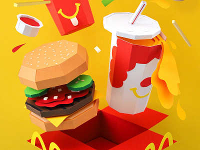 Happy Snacks craft fries hamburger happy meal ketchup kwik-krafts paper papercraft soda