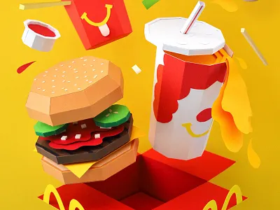 Happy Snacks craft fries hamburger happy meal ketchup kwik krafts paper papercraft soda